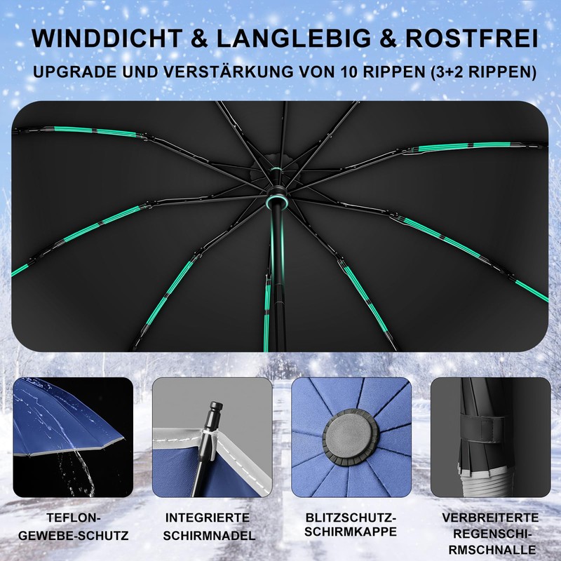 Automatic Open and Close Folding Reverse Umbrella 10 Ribs (3+2