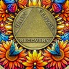 deDecoml Inspirational Sobriety Challenge Coin with Vibrant Nature and Recovery