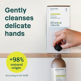 ATTITUDE Body Wash for Sensitive Skin, EWG Verified Shower Gel, Soothing Oat, Dermatologically Tested, Plant and Mineral-Based, Vegan Personal Care, Unscented, Bulk Refill, 67.6 Fl Oz