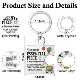 Bus Driver Gifts, Funny Thank You Appreciation Keychain Gifts for Men Women School Bus Drivers, You Are An Essential Piece of the Journey to School Puzzle Piece Metal Keychains