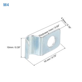 sourcing map 14Pcs 1 Hole Pipe Strap, Fit M4 (1/6") Tube OD, Zinc Plated Iron Conduit Clamp Reinforced Rib for Pipe or Cable Fixing, Silver Tone
