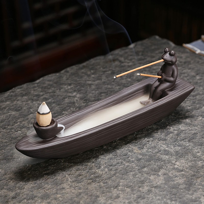 ChangWanna Frog Incense Holder Waterfall - Ceramic Cone Backflow Incense