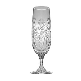 Barski Toasting Flute - Champagne - Flutes - Set of 6 Flute Glasses - Cut Crystal - Wedding Toasting Flute Glasses For Bride and Groom - Each Glass is 6 oz Made in Europe