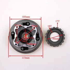 Unbranded 17T Clutch Assembly 110cc 125cc 140 Engine for Apollo ATV Go Kart Quad Taotao US