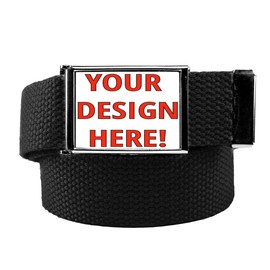 Design Your Own Buckle with Your Image or Text: Includes a Canvas Web Belt (Mens X-Large Black)
