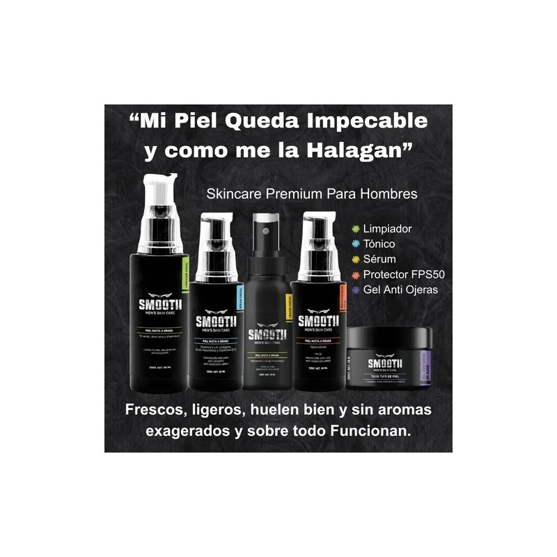 Kit Facial Antiedad Hombre Smooth Piel Mixta Grasa 5pz