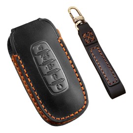 ontto 5-Button Car Key Cover Leather Key Fob Holder Fit for Nissan Pathfinder Rouge Versa Accessories 2023 2024 Intelligent Smart Remote Key Case Brown
