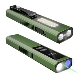 Acoszero EDC Flashlight 4 in 1 Pocket Magnetic Slim Flat Flashlight High Lumens Work Light with Green Beam & UV Light & Warning Light Combo EDC Rechargeable LT-010 (Green Color)