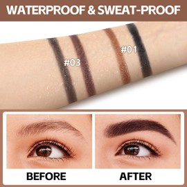 Boonbeen Eyebrow Set, 2-Colour Eyebrow Powder and 4-Fork Tip Brow Pen, Long-Lasting Waterproof Smudge-Proof for Natural Fluffy Brows, Powder brow Kit with Brush