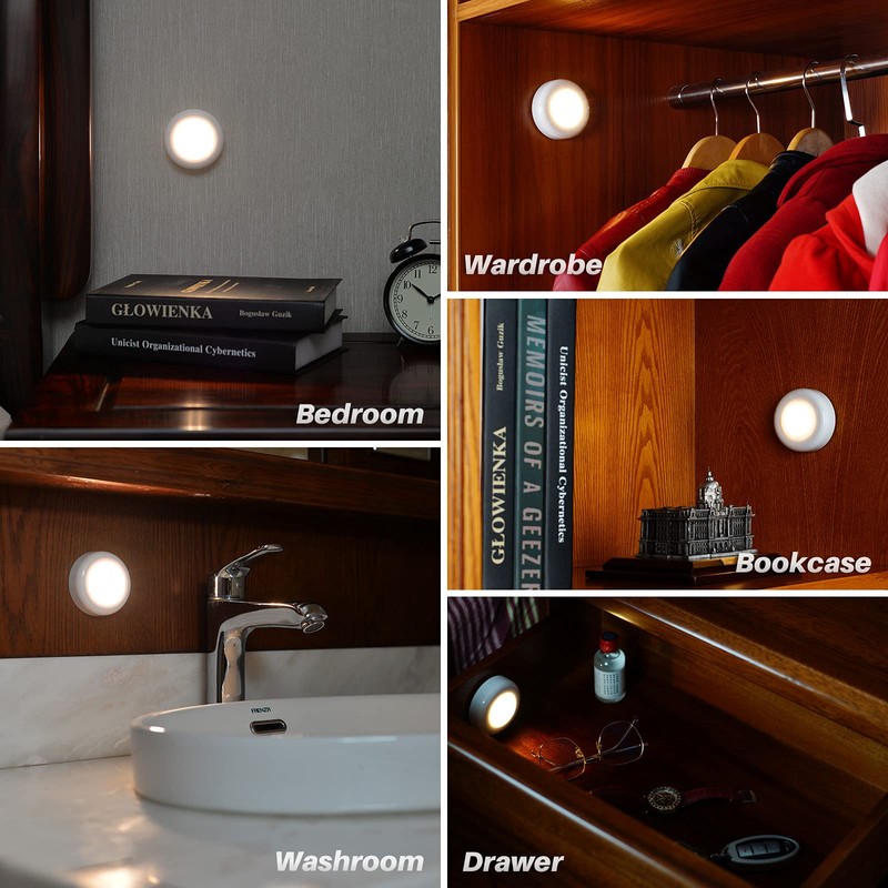 STAR-SPANGLED Push Tap Light, 2.8” Mini Night Touch LED Puck