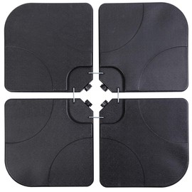 Sunnyglade 4PCS 176LB Square Shaped Water Or Sand Filled Umbrella Base Cantilever Offset Patio Market Umbrella Base Stand with U Locking (Black)