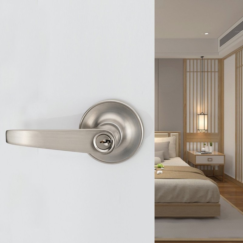 1 Pack of MANREN Lever Keyed Entry Door Lever Handle