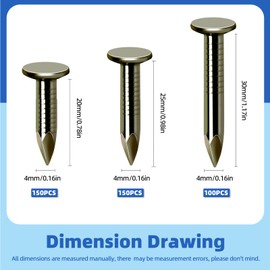 Glarks 400Pcs 3/4inch, 1inch, 1-1/4inch Steel Roofing Felt Nails Roofing Felt Pins Clout Nails Countersunk Head Felt Nails, for Securing Shed Roofs, Roofing Felt Slate Boards, Wood Shed Tiles