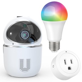Supersonic SC-9300SH Smart Home Starter Kit : HD Camera, Plug, & Bulb, High-Definition Camera with Micro SD Input, WiFi Bulb with Dimmable Light and RGB, Plug withTiming Function