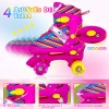 HC Life Patines Ajustables Niña 4 Llantas Luces Led Rosa