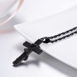 PROSTEEL Black Cross Necklace Snake Serpent Jewelry 316L Stainless Steel Crucifix Pendant with Chain