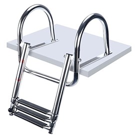 Marinebaby - Escalera de barco pontón de 3 escalones, plegable de acero inoxidable, telescópica para entrada trasera, escalera interior r...