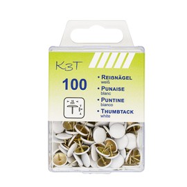 K3T K3T 48090 Reißnägel 100er Packung, Farbe weiß