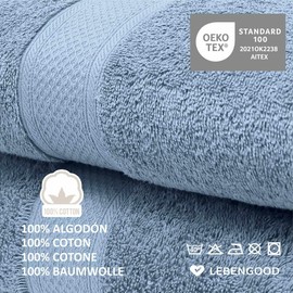 LEBENGOOD - Shower Towel Set Premium Cotton 550gsm 2 Pack (70 x 130) Extra Soft, Absorbent and Durable (2 70 x 130 Skies)