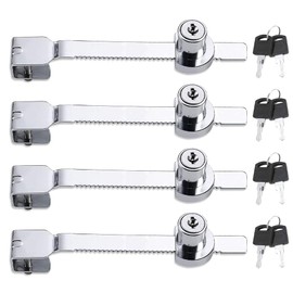 mizikuu Terrarium Lock with Key, Pack of 4 Display Cabinet Lock Glass Door Lock Saw Lock with Key Sliding Door Ratchet Lock Cabinet Terrarium for Drawer, Display Cabinets