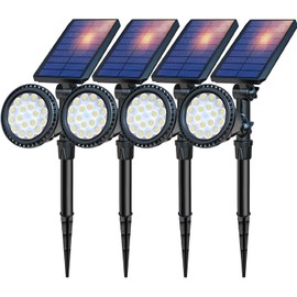 DBF Solar Outdoor Lights, 600LM Solar Spot Lights Outdoor Waterproof, 2-in-1 Adjustable Landscape Spotlights LED Flag Pole Light for Garden Yard Driveway Garage Pool Patio(Cool White, 4 Pack)