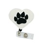 Animal Paw Print Badge Reel, Retractable Heart ID Holder, Veterinary