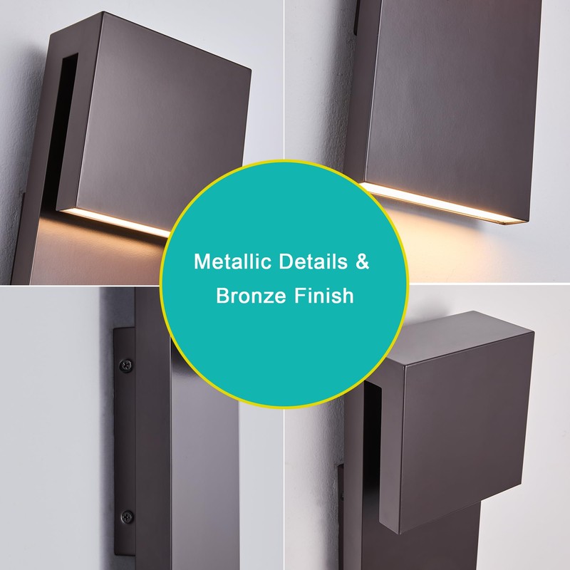 Tarentlight Modern Outdoor Indoor Integrated LED Wall Sconce, 2-Light Total