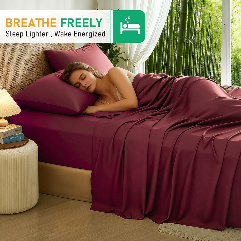 EcoBedsoNight 100% Viscose Derived from Bamboo Sheets Queen Size, Soft