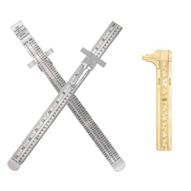 Yivioep 6 Inch Pocket Machinist Ruler, High Precision Stainless Steel Millimeter Ruler for Woodworking, Design and Drafting, 2 Metal Rulers & 1 Vernier Caliper