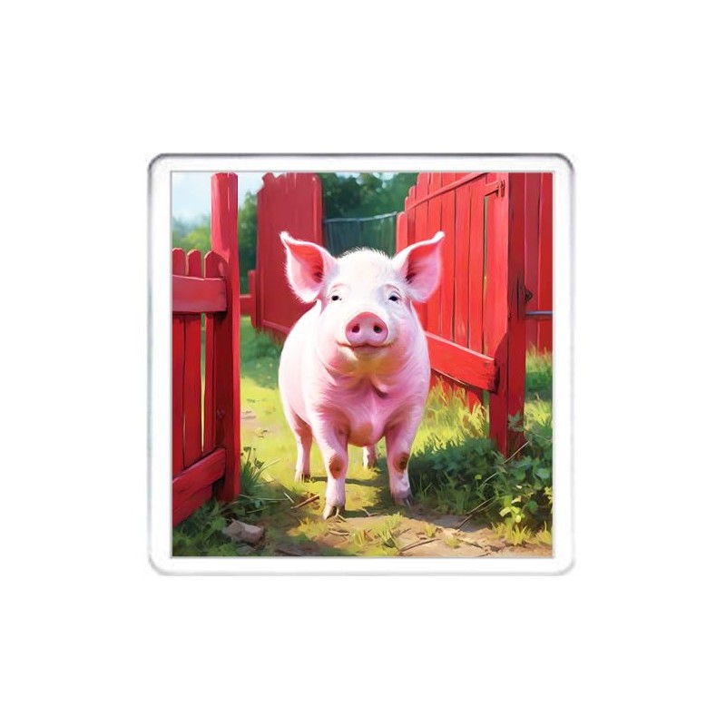 Pink Pig Coaster Set. 4 different Pig Pictures on 10cm
