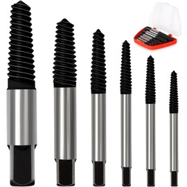 WUFANC Professional Screw Extractor Set, Left Extractor Set for M4 to M25 Screws, Extractor Set for Easy Removal of Rusted, Fixed or Broken Screws (Red Box of 6)