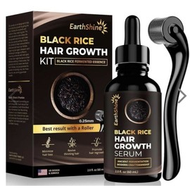 EarthShine Rice Water for Hair Growth Kit With Roller Black Rice Fermented 2 Oz
