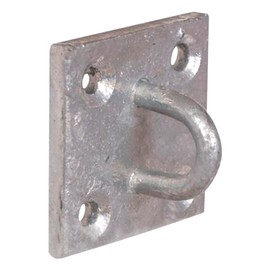 Merriway BH02050 6mm Diameter Metal Wall Anchor Staple on Plate Galvanised Rustproof Steel, 50mm (2 inch) Square