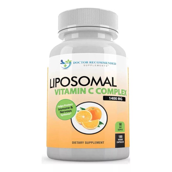 DOCTOR RECOMMENDED SUPPLEMENTS Vitamina C Liposomal Premium 1400mg 180caps Americano Prime Sabor Sin Sabor