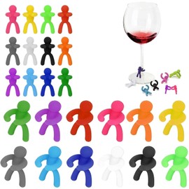 Juego de marcadores de copa de vino para fiestas, identificadores de bebidas de vidrio reutilizables de silicona, marcadores, etiquetas para copas de champán, cócteles, martinis(24Pcs)