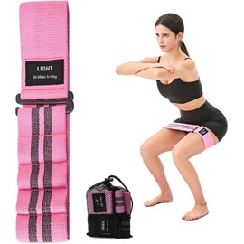 Landotter Adjustable Fabric Resistance Bands for Legs & Butt - Non-Slip Exercise Bands with Quick Buckle, 4 Resistance Levels for Yoga, Pilates, Home Workouts (Pink, 20-35 pounds)