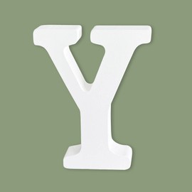 White Wood Marquee Letters, 4 Inch Unfinished Wooden Alphabet for Crafts, Wall Decor, Home and Party Projects (Y)