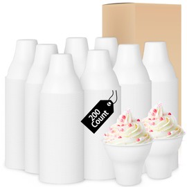 JarThenaAMCS 200Pcs Summer Snow Cone Cups 12 oz White Paper Cone Cups Disposable Ice Cream Cups for Shaved Ice Dessert Packing Supplies