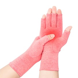 XWCHASA Compression Gloves for Women, Fingerless Gloves, Ease Muscle Tension, Breathable & Moisture, Pink (L)