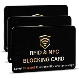 SaiTech IT 3 Pack RFID Blocking Card, One Card Protects Entire Wallet Purse, NFC Contactless Bank Debit Credit Card Protector ID ATM Guard Card Blocker–(Black)