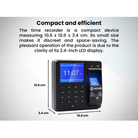 HDWR CTR10 Advanced Time Attendance System - Biometric, RFID, Password Verification - 1000 Employee Capacity, Access Control