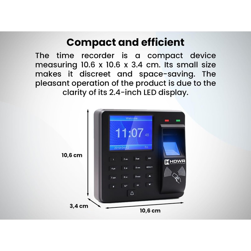 HDWR CTR10 Advanced Time Attendance System - Biometric, RFID, Password