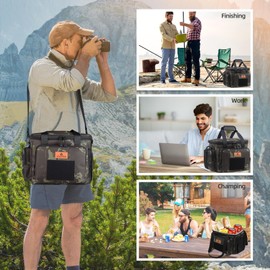 Cool Bag Small Insulated Lunch Bag for Men, Waterproof Leak-proof Adjustable Straps, Large Lunch Bag for Work, Picnic, Travel, 12 Litres, Black Camo HSHRISH