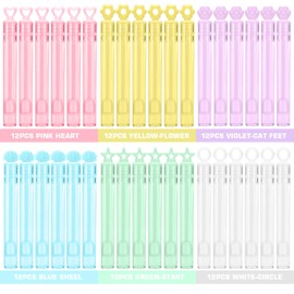 72 Pack(6 Colors 6 Style) Mini Bubble Wand Assortment Toy, Ideal Party Favors for Kid Birthday, Bubble Bulk Party Supplies, Spring Summer Autumn Outdoor Indoor Activity Use Festival Gifts for Girl Boy