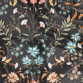 Sweet Jojo Designs Black Boho Wildflower Vintage Floral Girl Baby Satin Fitted Crib Sheet Infant Newborn Nursery Toddler Bed Room Standard Orange Botanical Garden Leaf Bohemian Farmhouse Cottagecore