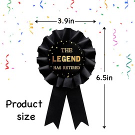 Black The Legend Has Retired Tinplate Badge Pin, Happy Retirement Man or Woman Award Ribbon, Great for Retirement Party Decorations Gift