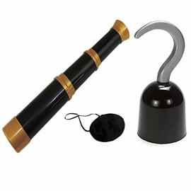 Novelty Giant Costume Set Pirate Hook with Eye Patch and Telescope