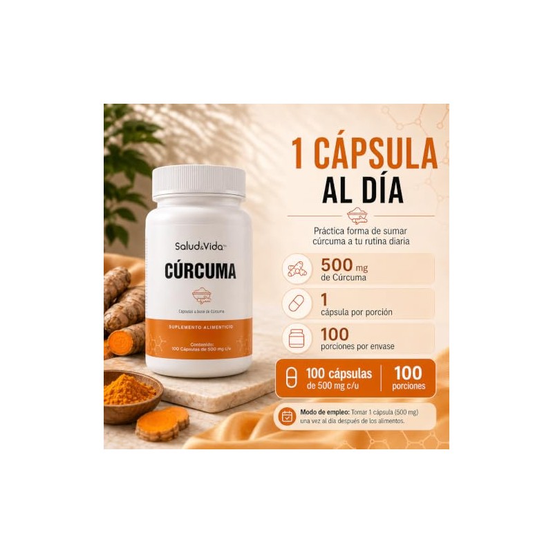 Cúrcuma 500mg | 1 al día | 100 cápsulas |