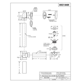 Westbrass 493144H-50 12" & 4" Bath Waste & Overflow Assembly with Tip-Toe Drain Plug and Illusionary Faceplate-SCH. 40 ABS Pipe, 1-Pack, Powder Coat White