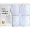 Elegant Stemless White Wine Goblets with Gold Rim - 12